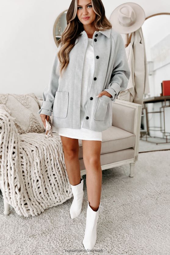 se webstederne børstet fleece frakke NanaMacs XJPBDL3787 grå