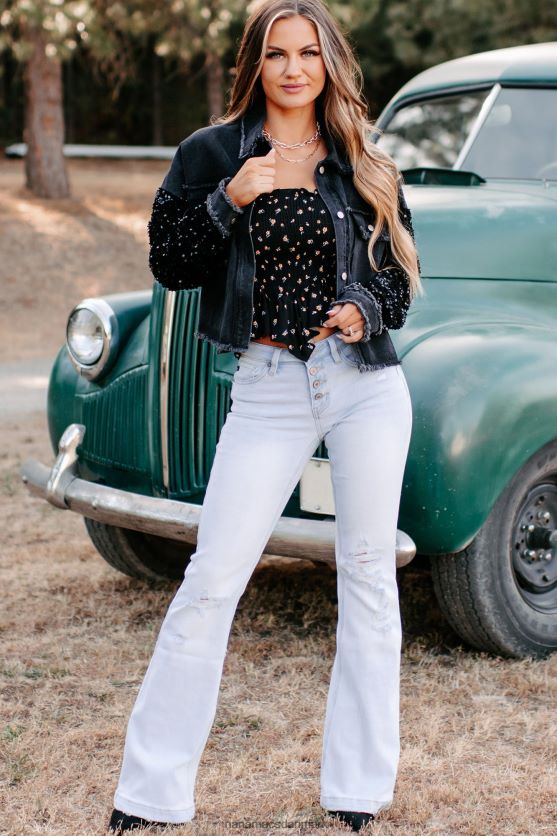 slip dine bekymringer pailletærmet denimjakke NanaMacs XJPBDL3775 sort