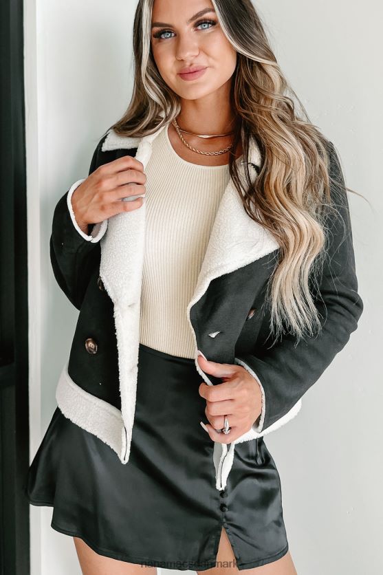 western sunset faux shearling jakke NanaMacs XJPBDL3810 sort