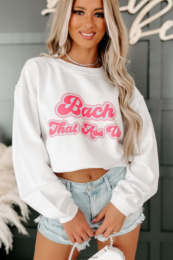 bach den røv op med ledning, grafisk crewneck NanaMacs XJPBDL1029 hvid/pink