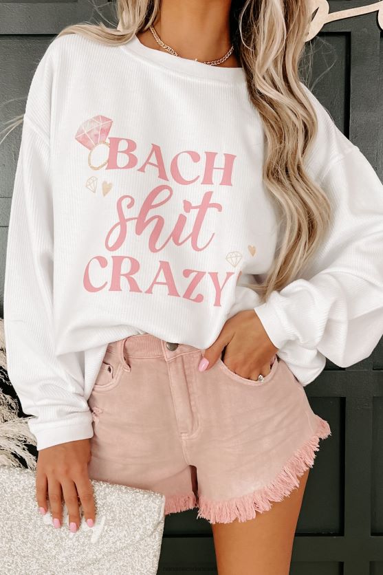 bach shit crazy corded graphic crewneck NanaMacs XJPBDL1028 hvid