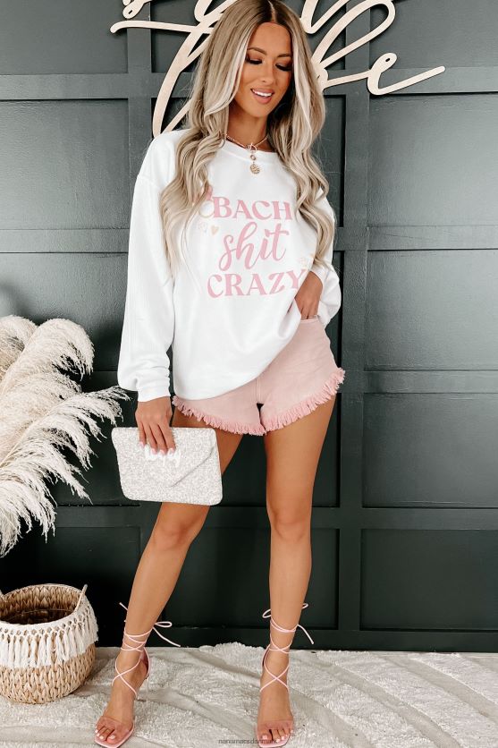 bach shit crazy corded graphic crewneck NanaMacs XJPBDL1028 hvid