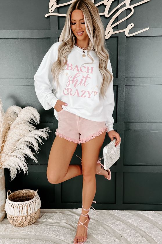 bach shit crazy corded graphic crewneck NanaMacs XJPBDL1028 hvid