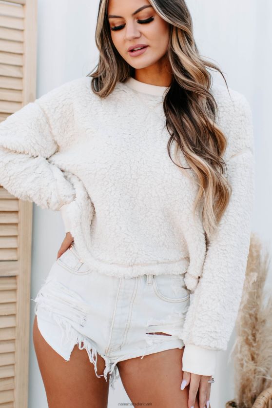 bedst i basic sherpa sweatshirt med rund hals NanaMacs XJPBDL1737 fløde