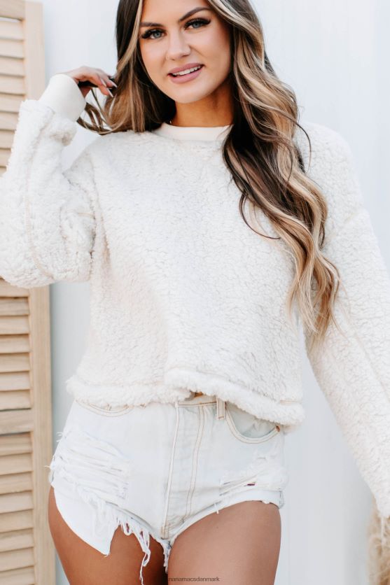 bedst i basic sherpa sweatshirt med rund hals NanaMacs XJPBDL1737 fløde