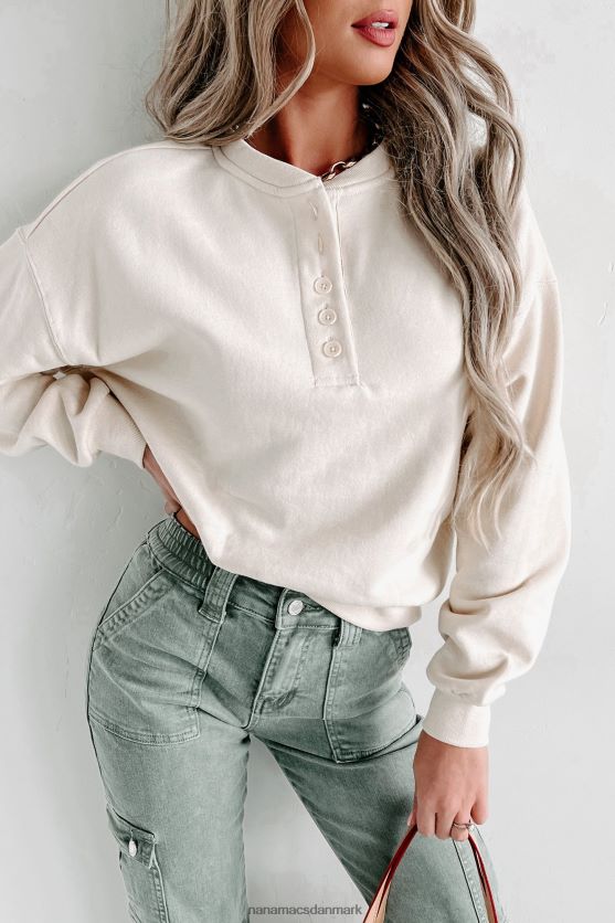 cropped henley sweatshirt NanaMacs XJPBDL867 fløde