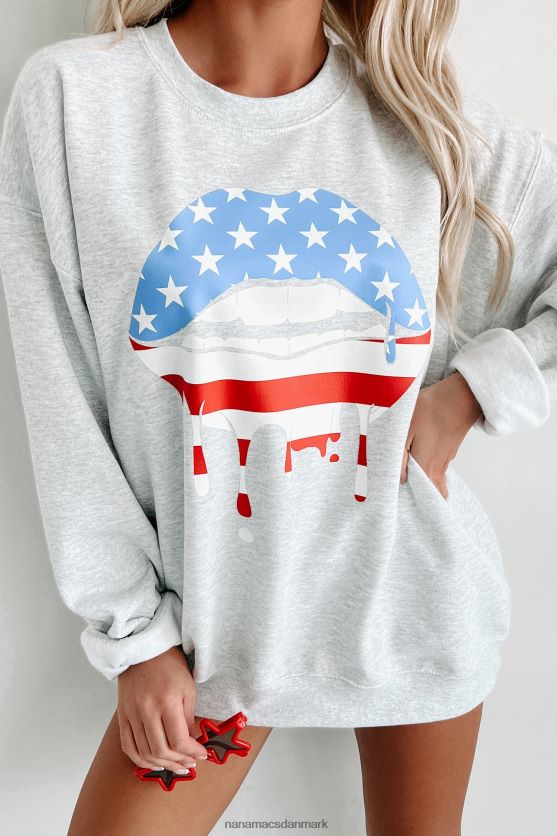 dryppende af stolthed grafisk crewneck NanaMacs XJPBDL1007 askegrå