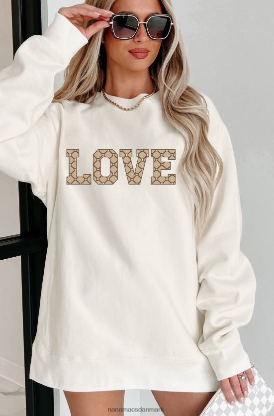 dyr kærlighed sværvægts grafisk crewneck NanaMacs XJPBDL1045 knogle