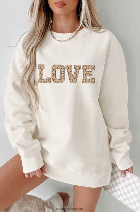 dyr kærlighed sværvægts grafisk crewneck NanaMacs XJPBDL1045 knogle