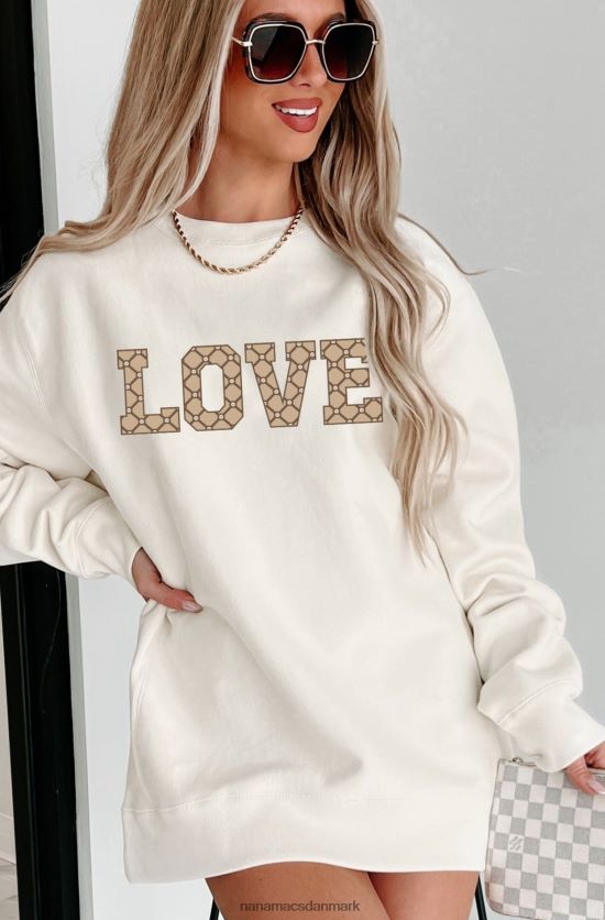 dyr kærlighed sværvægts grafisk crewneck NanaMacs XJPBDL1045 knogle