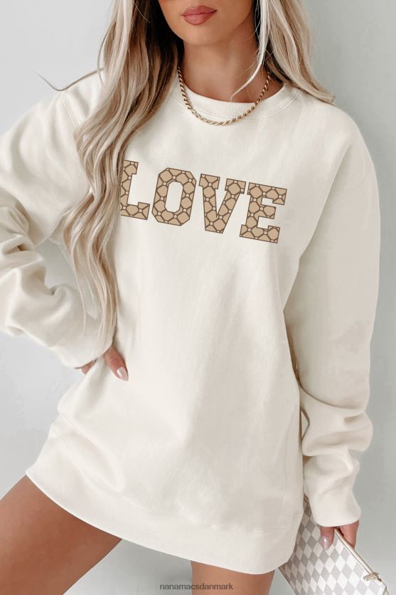 dyr kærlighed sværvægts grafisk crewneck NanaMacs XJPBDL1045 knogle