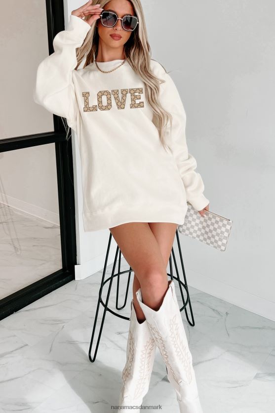 dyr kærlighed sværvægts grafisk crewneck NanaMacs XJPBDL1045 knogle