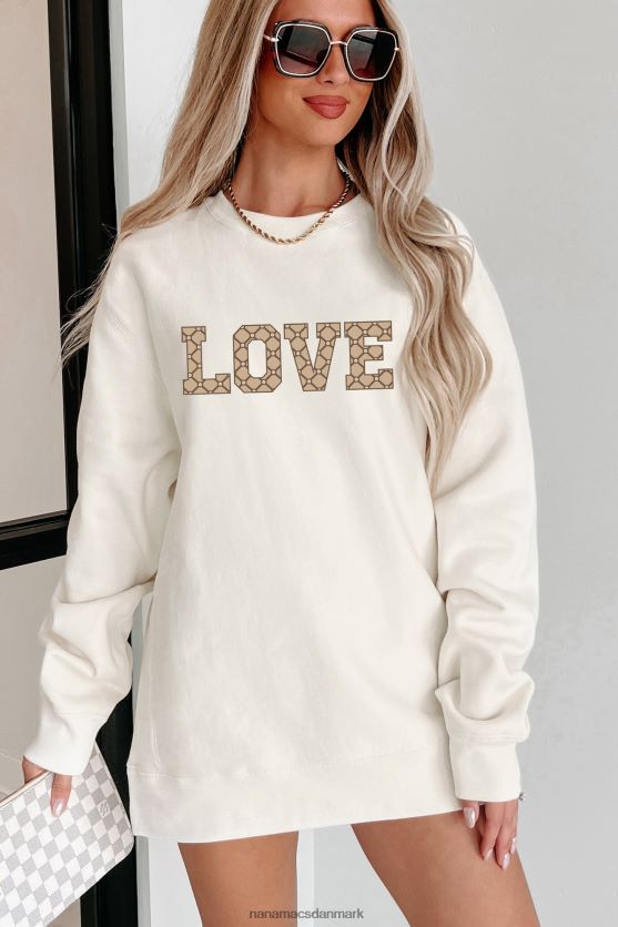 dyr kærlighed sværvægts grafisk crewneck NanaMacs XJPBDL1045 knogle