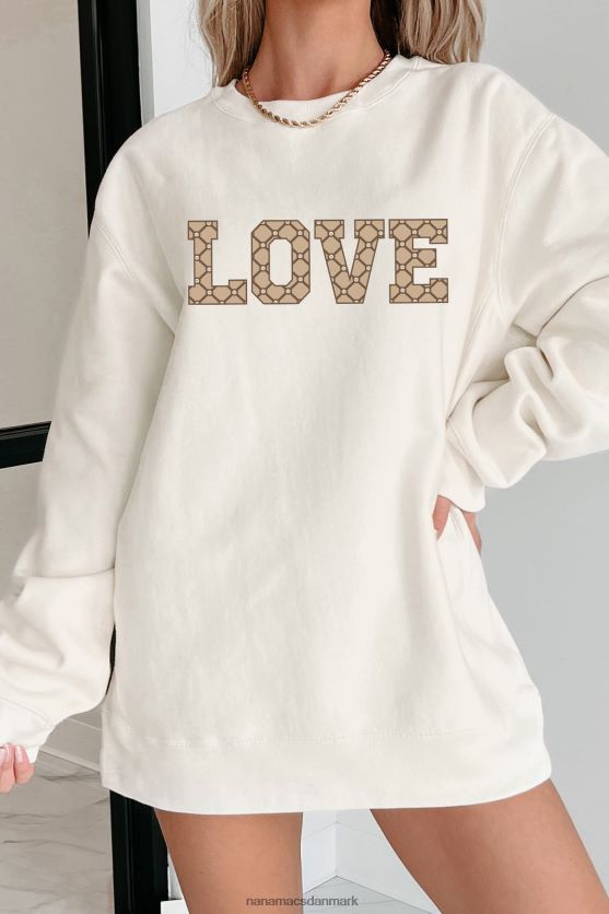 dyr kærlighed sværvægts grafisk crewneck NanaMacs XJPBDL1045 knogle