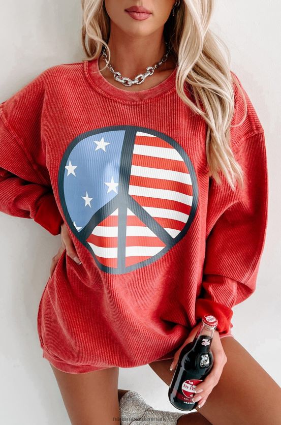 fredelig, grafisk crewneck med ledning NanaMacs XJPBDL801 rød