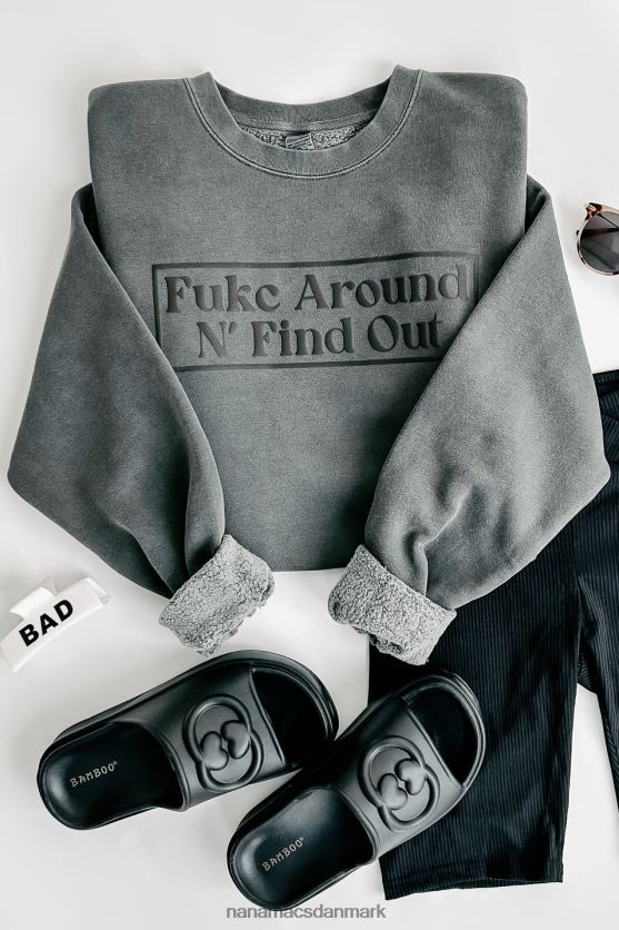 fukc around n' find out vintage wash puff grafisk crewneck NanaMacs XJPBDL1016 sort