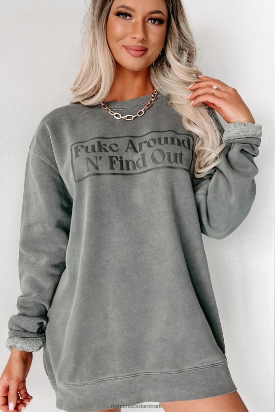 fukc around n\' find out vintage wash puff grafisk crewneck NanaMacs XJPBDL1016 sort