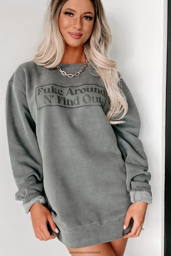 fukc around n\' find out vintage wash puff grafisk crewneck NanaMacs XJPBDL1016 sort