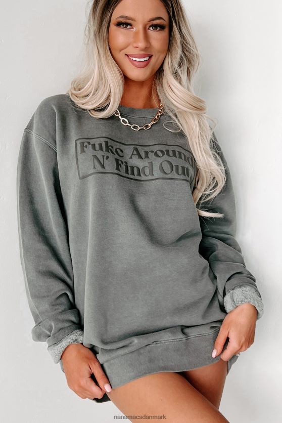 fukc around n\' find out vintage wash puff grafisk crewneck NanaMacs XJPBDL1016 sort