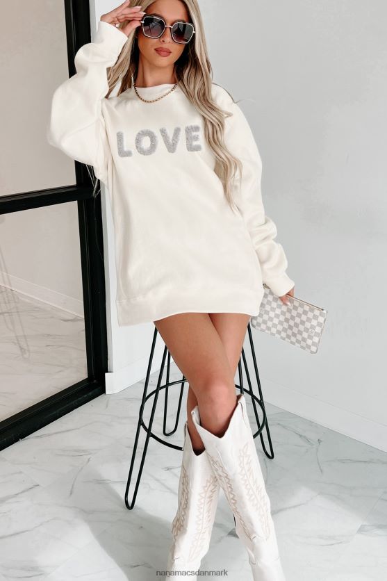 fuzzy følelser af kærlighed tungvægts grafisk crewneck NanaMacs XJPBDL1039 knogle