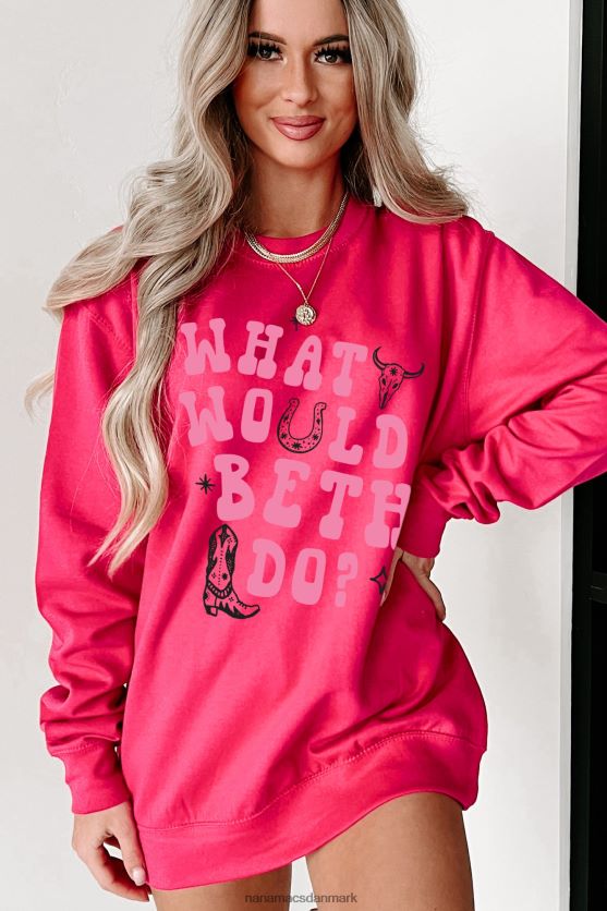 hvad ville beth gøre grafisk crewneck NanaMacs XJPBDL1027 hot pink/lys pink
