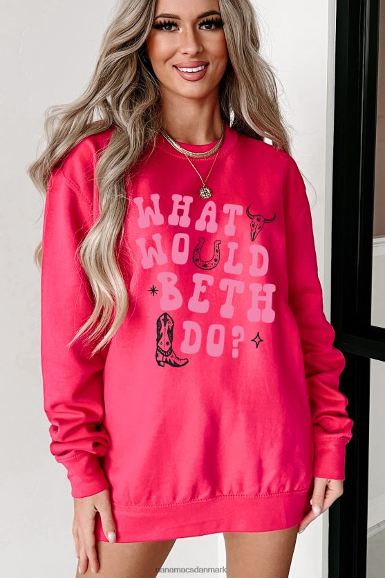 hvad ville beth gøre grafisk crewneck NanaMacs XJPBDL1027 hot pink/lys pink