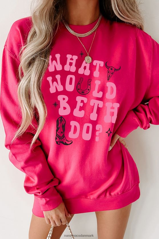 hvad ville beth gøre grafisk crewneck NanaMacs XJPBDL1027 hot pink/lys pink