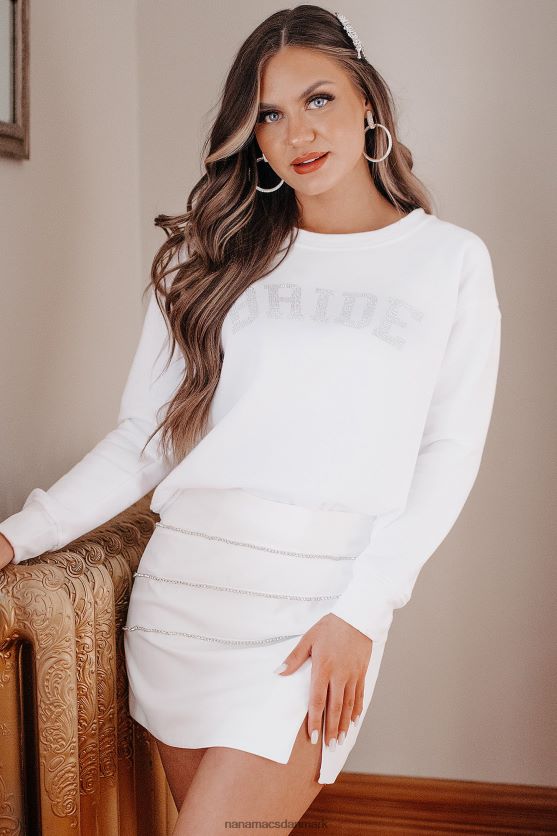 jeg skal giftes "brud" sweatshirt med rund hals NanaMacs XJPBDL1021 hvid