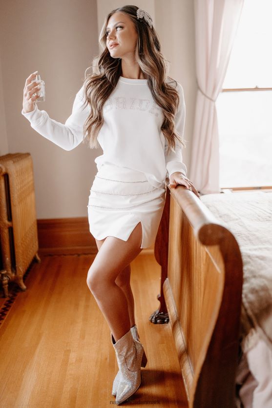 jeg skal giftes \"brud\" sweatshirt med rund hals NanaMacs XJPBDL1021 hvid