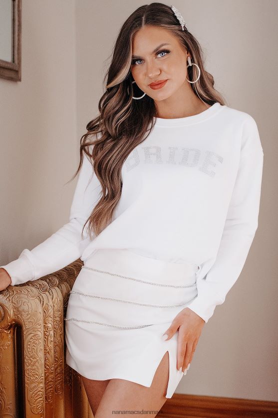jeg skal giftes \"brud\" sweatshirt med rund hals NanaMacs XJPBDL1021 hvid
