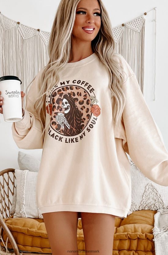 kaffe sort som min sjæl corded grafisk crewneck NanaMacs XJPBDL1054 naturlig