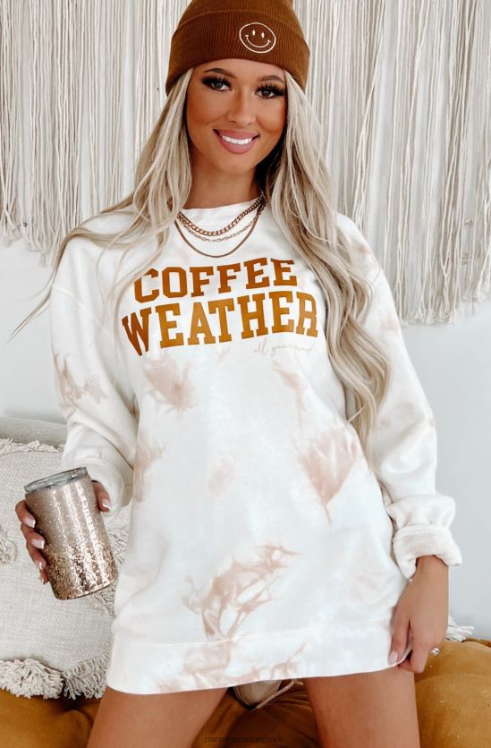 kaffe vejr tie-dye grafisk crewneck NanaMacs XJPBDL1051 tie-dye støvet pink