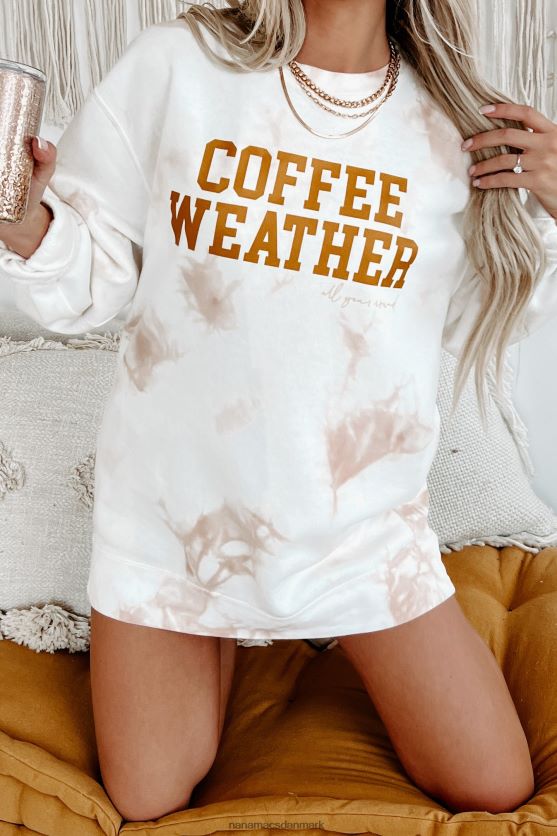 kaffe vejr tie-dye grafisk crewneck NanaMacs XJPBDL1051 tie-dye støvet pink