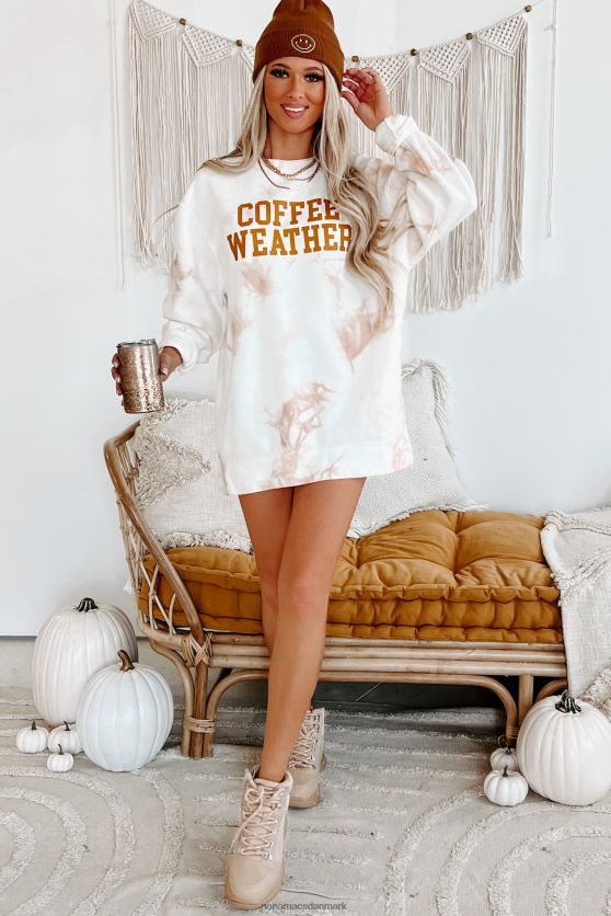 kaffe vejr tie-dye grafisk crewneck NanaMacs XJPBDL1051 tie-dye støvet pink