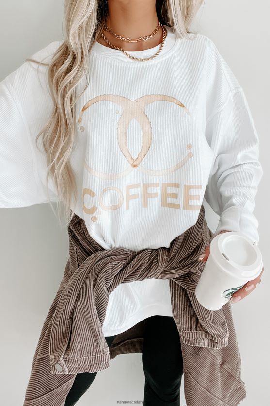 kaffemisbruger grafisk crewneck med ledning NanaMacs XJPBDL1055 hvid