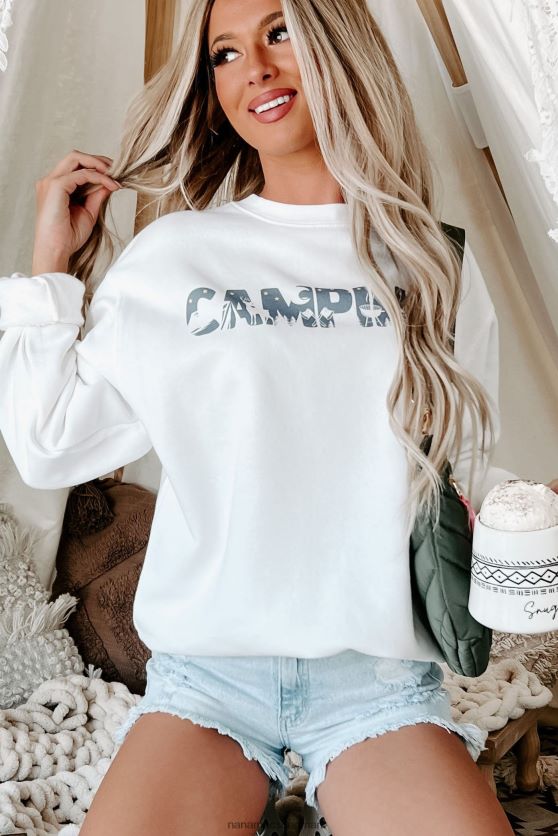 let\'s camp grafik - flere skjorte muligheder NanaMacs XJPBDL1070 hvid/skifer