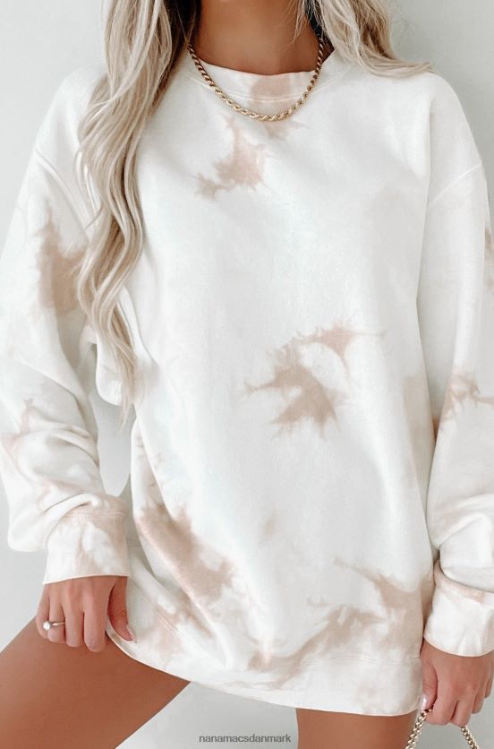 letvægts tie dye crewneck NanaMacs XJPBDL675 slipsfarve støvet pink