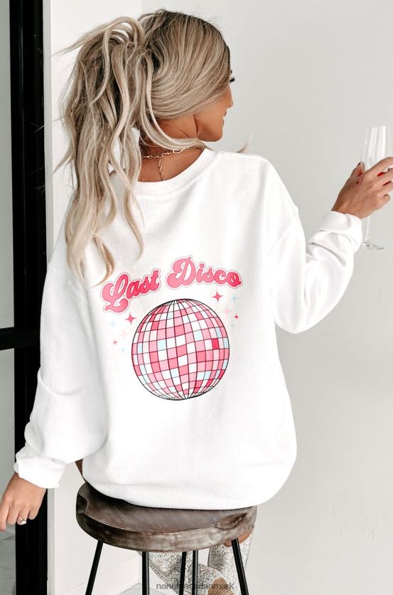 sidste disco dobbeltsidet grafisk crewneck med ledning NanaMacs XJPBDL1752 hvid