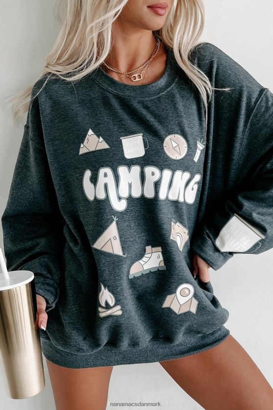 sikke en \"happy camper\" grafisk crewneck NanaMacs XJPBDL1010 lyng mørkegrå