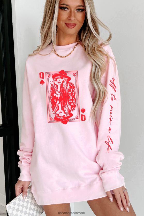 ud for at ødelægge et liv dobbeltsidet grafisk crewneck NanaMacs XJPBDL1026 lyserød