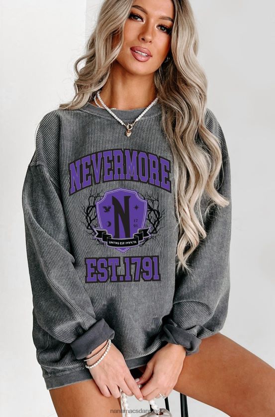 unitas est invicta corded grafisk crewneck NanaMacs XJPBDL905 trækul