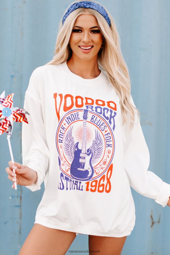 voodoo rock festival med ledning, grafisk crewneck NanaMacs XJPBDL808 elfenben