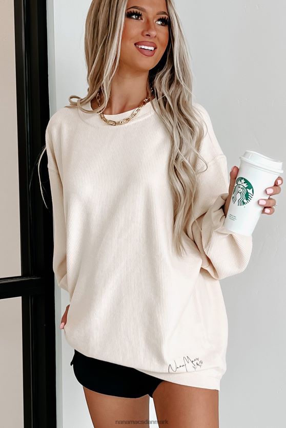 xoxo grafisk crewneck med ledning NanaMacs XJPBDL1066 natur/sort tekst-nederste front