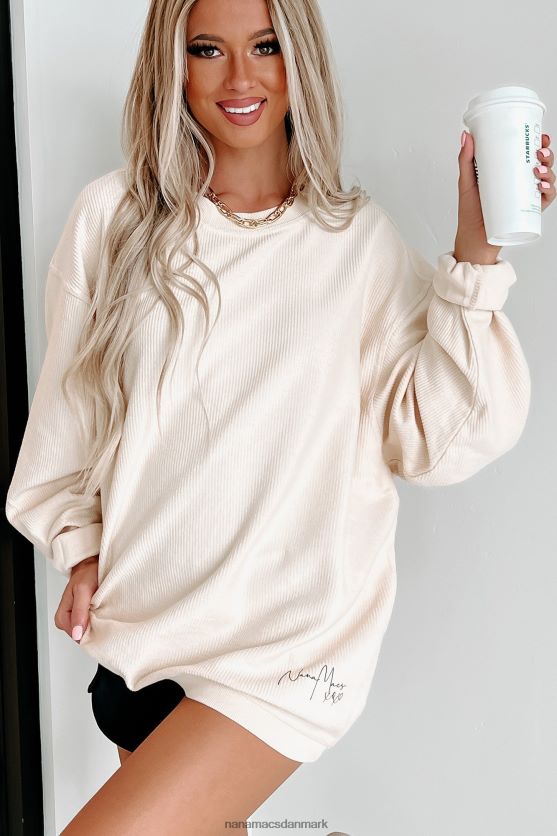 xoxo grafisk crewneck med ledning NanaMacs XJPBDL1066 natur/sort tekst-nederste front