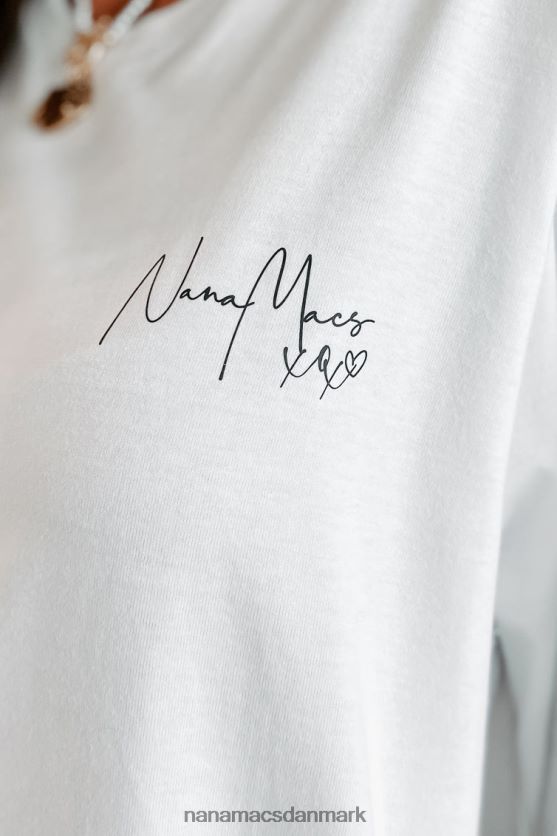 xoxo grafisk langærmet NanaMacs XJPBDL1065 hvid/sort tekst-venstre bryst