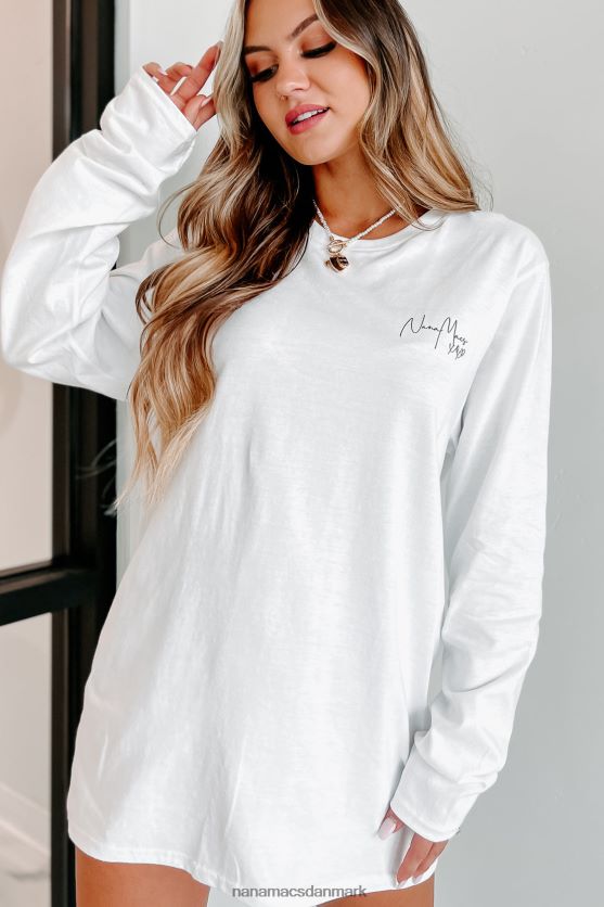 xoxo grafisk langærmet NanaMacs XJPBDL1065 hvid/sort tekst-venstre bryst