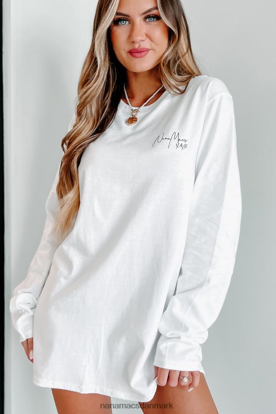 xoxo grafisk langærmet NanaMacs XJPBDL1065 hvid/sort tekst-venstre bryst