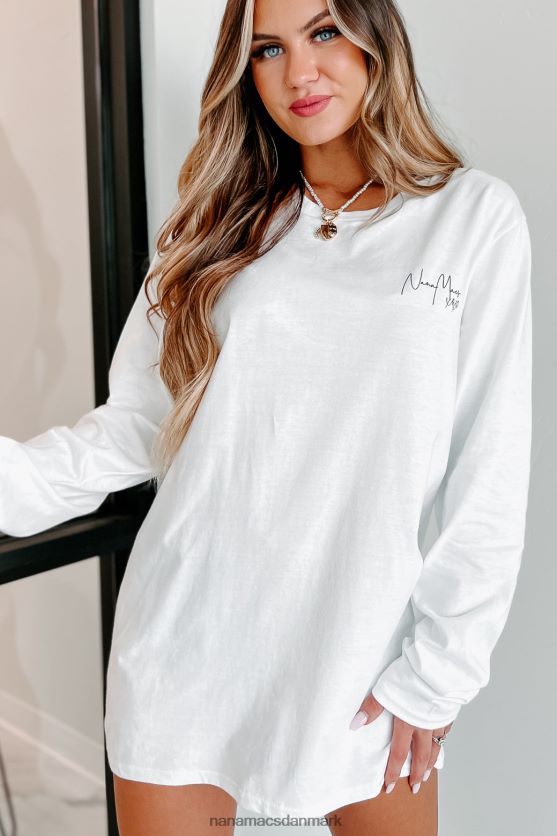 xoxo grafisk langærmet NanaMacs XJPBDL1065 hvid/sort tekst-venstre bryst