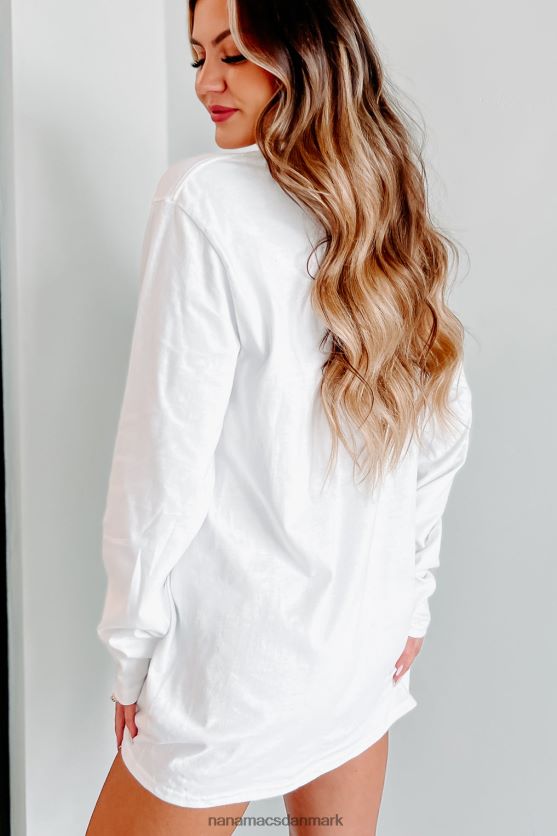 xoxo grafisk langærmet NanaMacs XJPBDL1065 hvid/sort tekst-venstre bryst