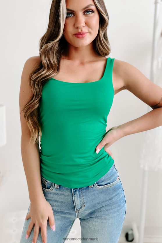 Asher dobbelt lag tanktop med firkantet hals NanaMacs XJPBDL543 kelly grøn